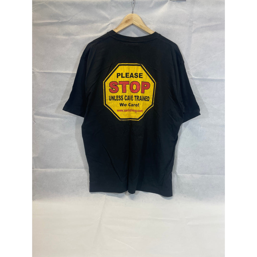 Santi please stop black T-Shirt-Santi Sale- by Divemaster Scuba Nottingham-L-Divemaster Scuba Nottingham
