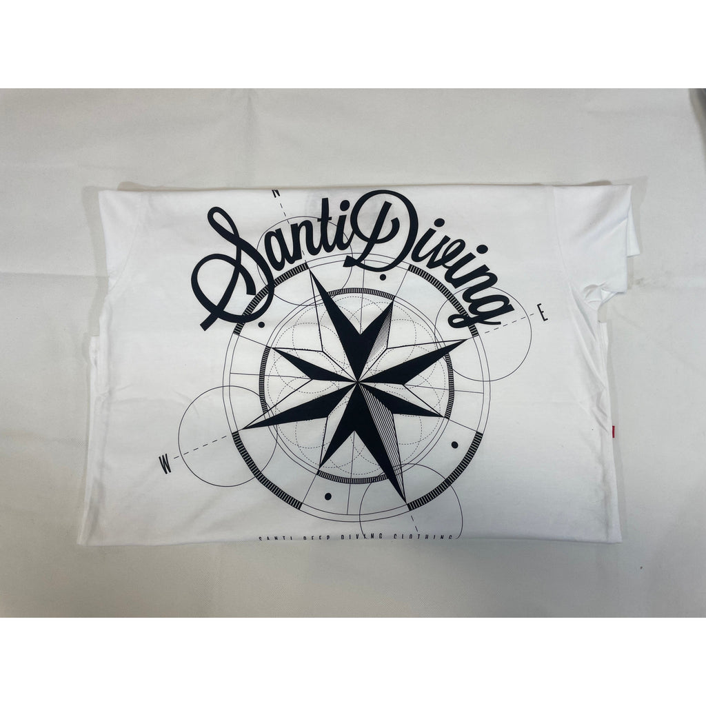 Santi white compass t-shirt-Santi Sale- by Divemaster Scuba Nottingham-Divemaster Scuba Nottingham