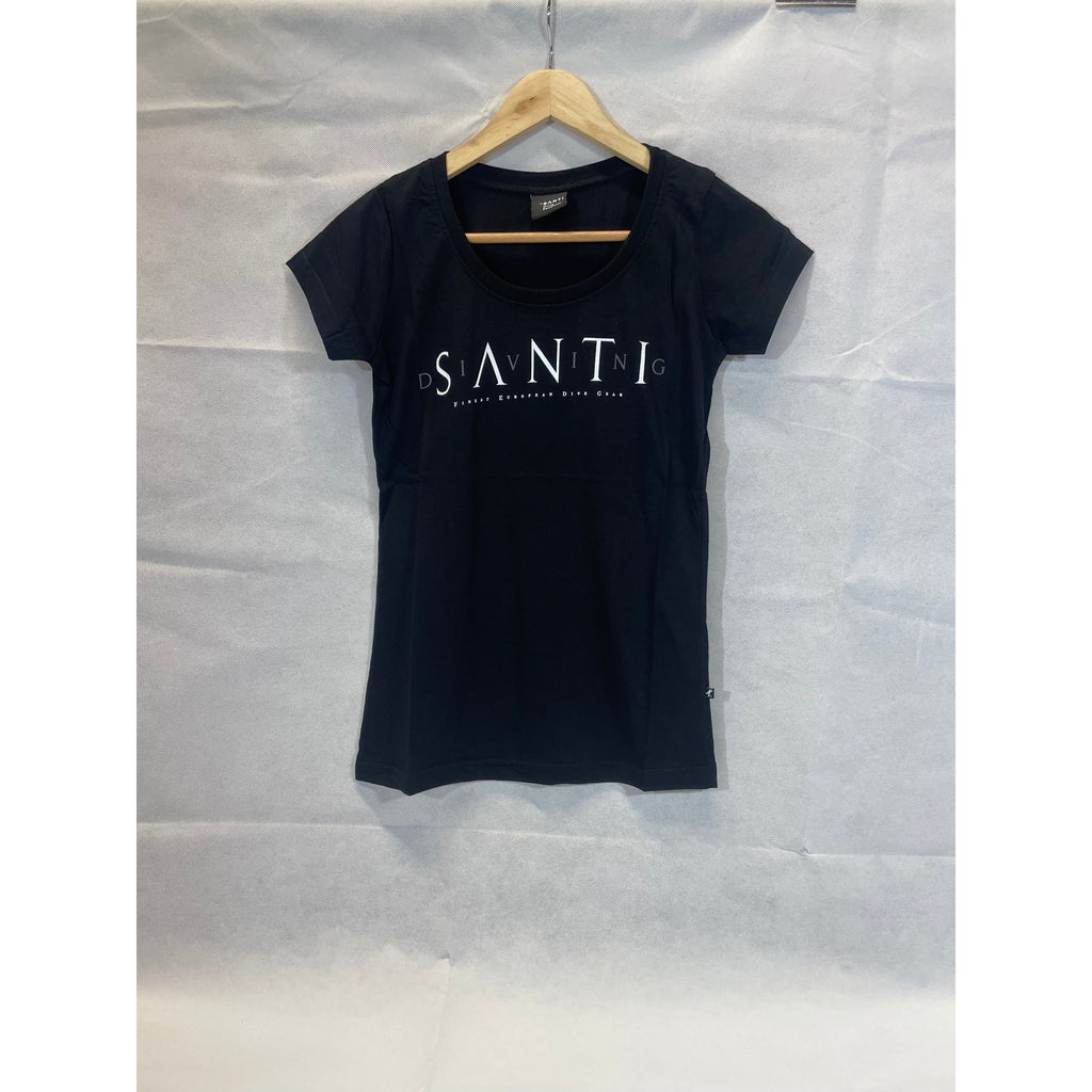 Santi women's black shark T-Shirt-Santi Sale- by Divemaster Scuba Nottingham-XS-Divemaster Scuba Nottingham