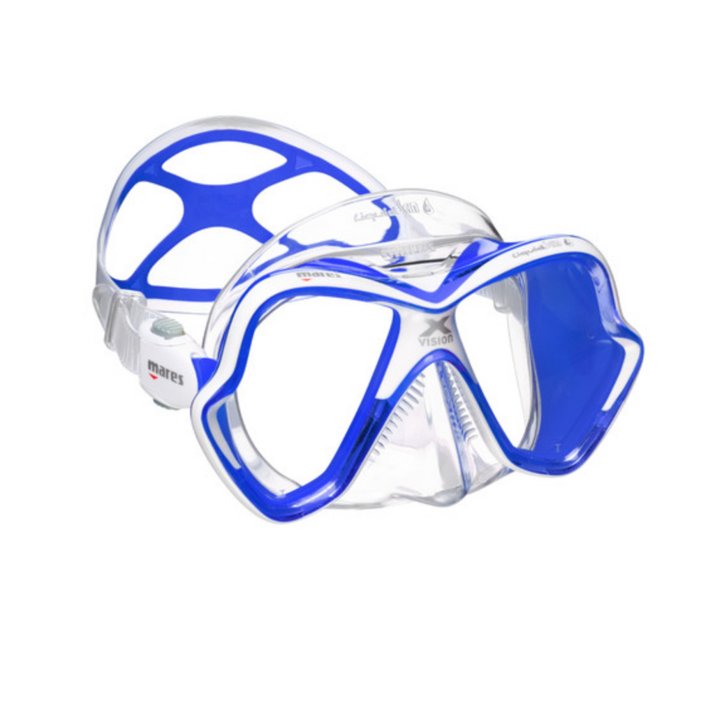 Mares X-Vision Ultra LS Mask-Masks- by Mares-Clear Lens/Clear Skirt/Blue Trim-Divemaster Scuba Nottingham