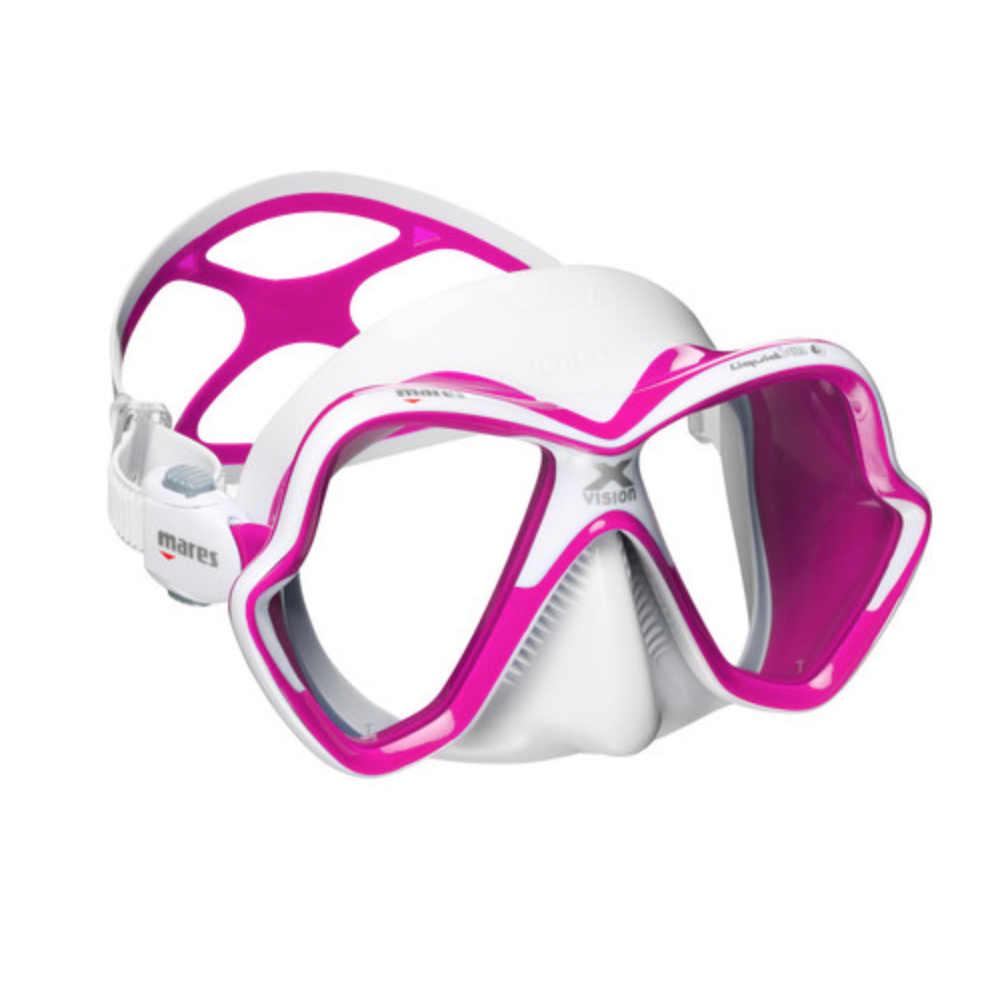 Mares X-Vision Ultra LS Mask-Masks- by Mares-Clear Lens/White Skirt/Pink Trim-Divemaster Scuba Nottingham