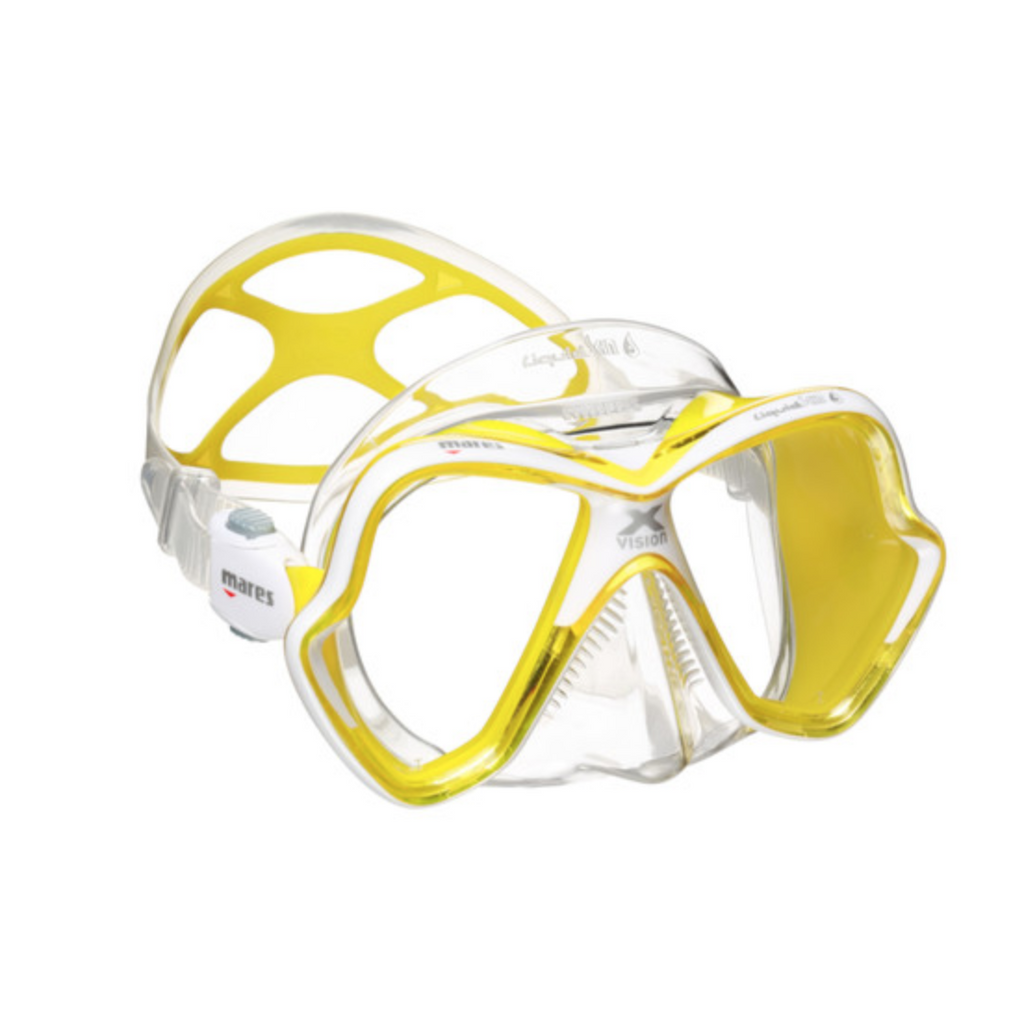 Mares X-Vision Ultra LS Mask-Masks- by Mares-Clear Lens/Clear Skirt/Yellow Trim-Divemaster Scuba Nottingham
