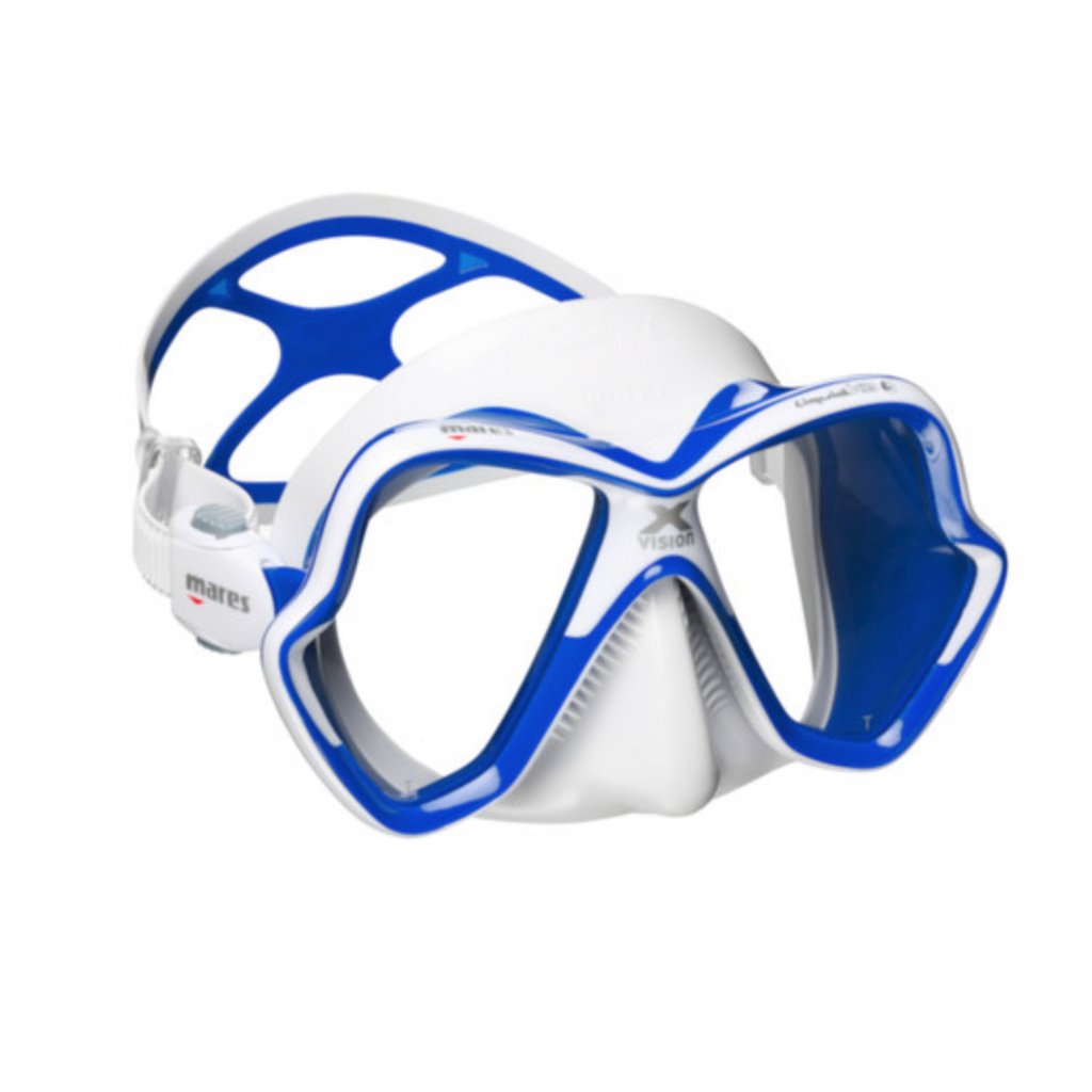 Mares X-Vision Ultra LS Mask-Masks- by Mares-Clear Lens/White Skirt/Blue Trim-Divemaster Scuba Nottingham